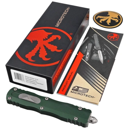 Nóż automatyczny OTF Microtech Dirac Delta D/E Emerald Green Aluminium, Apocalyptic by Tony Marfione (227-10APEG)