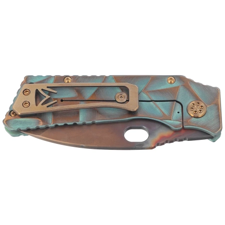 Medford TFF-1 Knife Green Brsh/Bronze ''Stained Glass'', Bronze HW, Brsh/Bronze Clip, Vulcan S45VN by Greg Medford (MK0144VQ-35A4-T1C1-Q4)