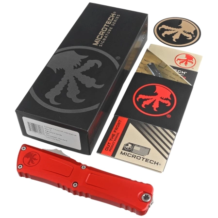 Nóż automatyczny OTF Microtech Combat Troodon Gen III Interceptor Signature Red Aluminium, Stonewashed M390MK by Tony Marfione (1217-10RDS)