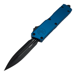 Microtech Scarab II Gen III Executive D/E OTF Knife Blue Aluminium, Black M390MK by Tony Marfione (1175-1BL)
