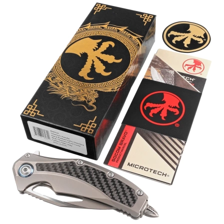 Microtech Matrix S/E Carbon Fiber/Titanium, Hand Rubbed M390 by Tony Marfione (165C-4CFITI)