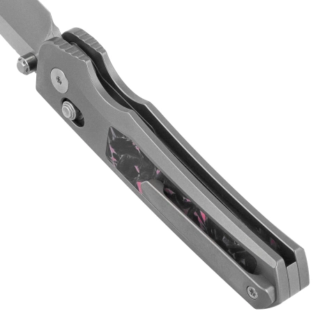 Remette RT-Aurora Knife Gray Titanium/Carbon Fiber, Manual Fine Grinding Satin/Pearlescent M390 (AURA-P)