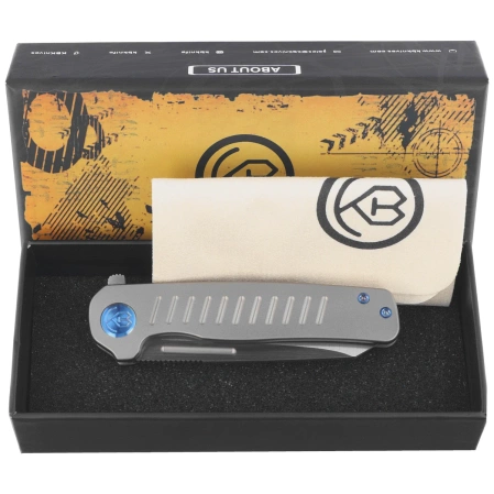 Kubey KB Knives Steelhead Gray Titanium, Satin M390 by Mark Perez (KB315A)