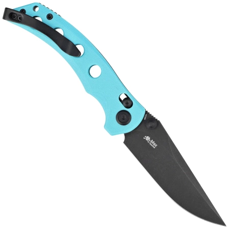 Kubey Hound KU172D Knife Light Blue G10, Blackwashed 14C28N by Maksim Tkachuk