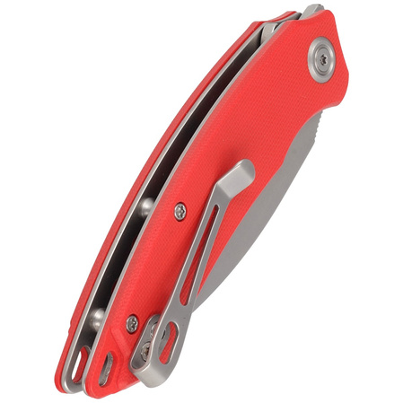 Kubey Knife Leaf Red G10, Bead Blasted AUS-10 by Tiguass (KU333F)