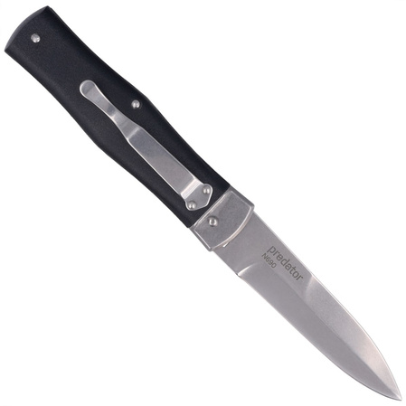 Mikov Predator Knife Black ABS, Stonewashed N690 (241-BH-1/STN/KLIP)