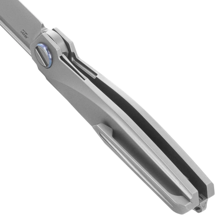 Rike Knife Baidi T Titanium/Red Carbon Fiber, Bead Blasted M390 (RK-Baidi-T-P/RCF)