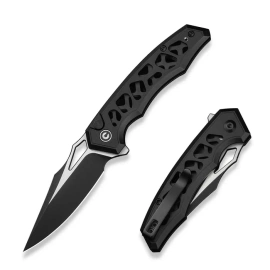 Civivi Anaaki Knife Black Aluminum, Black Stonewashed/Satin Nitro-V (C24039-1)