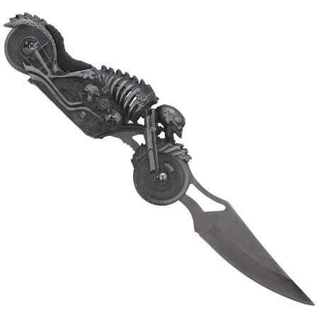 Martinez Albainox Moto Skeleton Knife with Flashlight Gray Zamak, Laser Ornament 3Cr13Mov (18063)