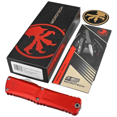 Microtech Combat Troodon Gen III S/E OTF Knife Red Aluminum, Apocalyptic M390MK by Tony Marfione (1143-10APRD)