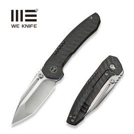 WeKnife Micro Trogon Tiger Stripe Titanium, Satin M390 by Brian Brown (WE24043-3)