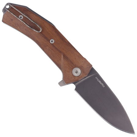 LionSteel KUR Knife Santos Wood, Black PVD/Stonewashed Sleipner by Molletta (KUR BST)