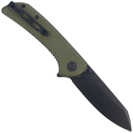 Sencut Knife Fritch Green Canvas Micarta, Black Stonewashed 9Cr18MoV (S22014-1)