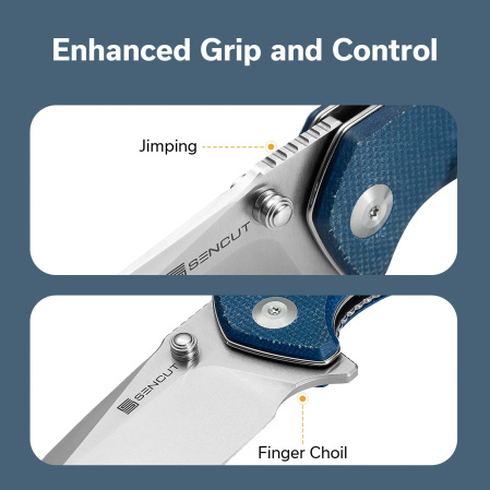 Sencut Skarnax Knife Blue Canvas Micarta, Satin 9Cr18MoV (S24025-3)