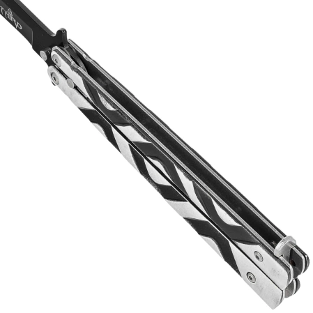 Third Decor Habitat Balisong Grey/Black Aluminum, Black Butterfly Knife (12313)