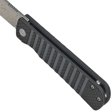 Nóż składany Bestech Titan Black Carbon Fiber/Blue G10, Damascus by Keanu Alfaro (BL05A)