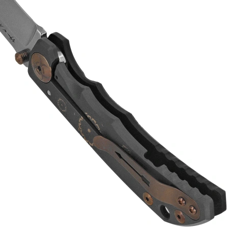 Nóż składany Spartan Blades Harsey Folder ''Plague Doctor'' Black/Gold Titanium, Satin MagnaCut by William W. Harsey (SF5DOCTOR BK)