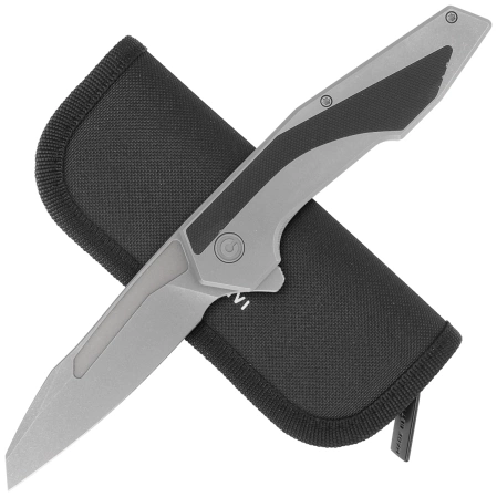Civivi Hypersonic Gray Steel / Black G10, Gray Stonewashed 14C28N by Gustavo T. Cecchini knife (C22011-2)