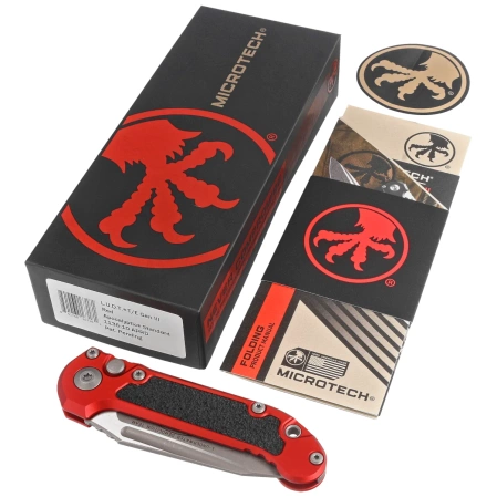 Nóż automatyczny Microtech LUDT Gen III T/E Red Aluminium, Apocalyptic M390MK by Tony Marfione (1136-10APRD)