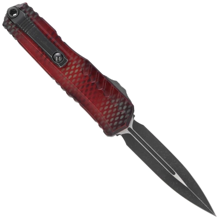 Nóż automatyczny OTF Microtech Cypher II D/E Signature Red X-51 Aluminium, Distressed Black M390MK by Deryk Munroe i Tony Marfione (1242-1RDX51S)