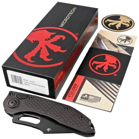 Nóż automatyczny Microtech Stitch-A S/E Black Aluminium, Black DLC P/S by Borka Blades and Tony Marfione (169-2T)