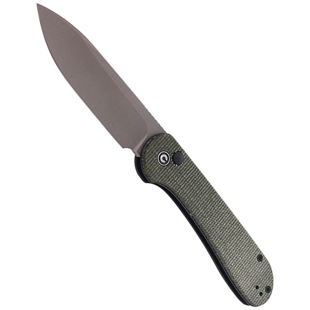 CIVIVI Knife Button Lock Elementum Dark Green Micarta, Gray Stonewashed (C2103C)