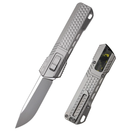 Remette RT-Sharp Leopard Knife Titanium, Manual Fine Grinding Pearlescent/Manual Wire Drawing M390 (ZL301A)