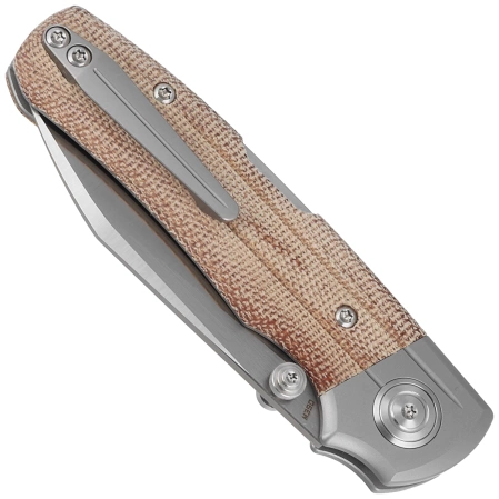 Nóż składany Bestech Tonic Grey Titanium/Natural Canvas Micarta, Satin M390 by Colin Maisonpierre (BT2204B)
