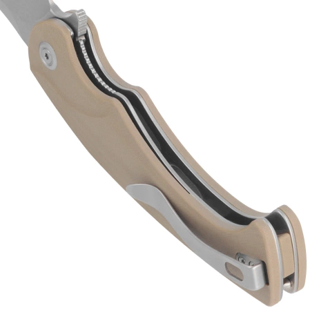 Kubey Scimitar Knife Tan G10, Beadblasted 14C28N (KU173M)