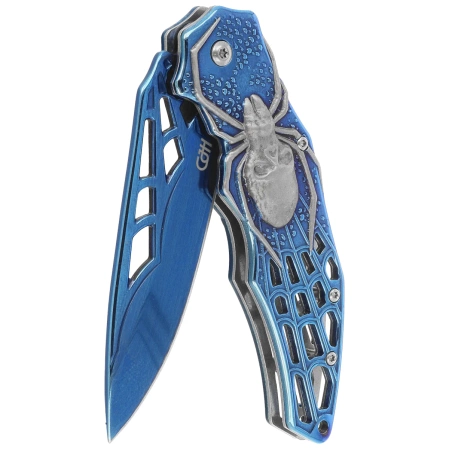 Herbertz CJH Knife 3D Spider Blue Titanium Steel, Blue Titanium 420 (44097)