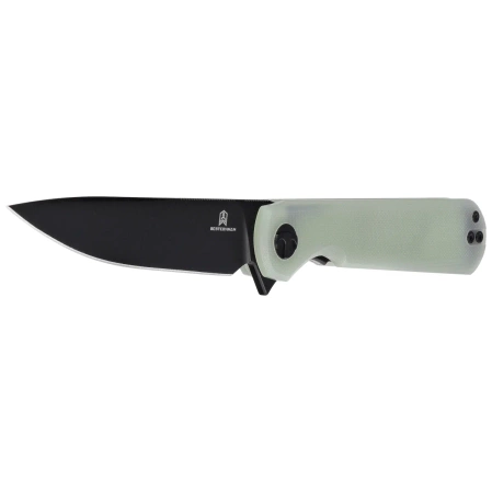 Bestechman Flick Knife Jade G10, Black PVD D2 by Ostap Hel (BMK13E)