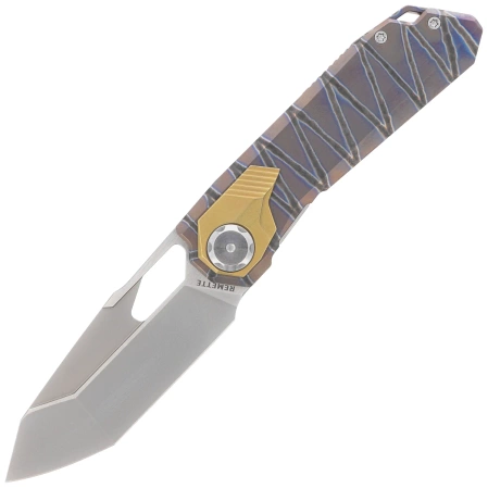 Nóż składany Remette RT-Peregrine Falcon Gray/Brown/Thunder Lightning Titanium, Hand Fine Grinding Pearlescent M390 (RTT1-CX)