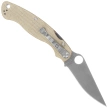 Spyderco Military 2 Knife Brown Canvas Micarta, Satin Cru-Wear by Sal and Eric Glesser (C36MPCW2)