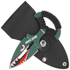 Martinez Albainox Angry Shark Knife Black Strung, Green 3Cr13Mov (32524)