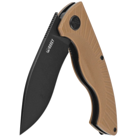 Kubey Timberwolf Knife Tan G10, Blackwashed 14C28N (KU208H)