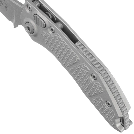 Nóż automatyczny Microtech Stitch S/E-A Natural Clear Aluminum, Apocalyptic M390MK by Borka Blades and Tony Marfione (169-10APNC)