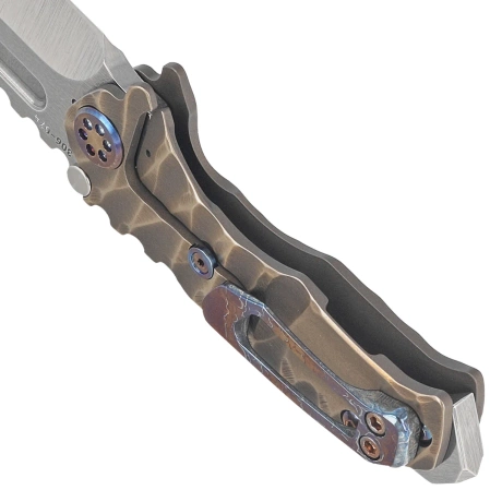 Medford Micro Praetorian T Tanto, Bronze ''Predator'' Titanium, Flm HW, Brsh/Flm Clip, Tumbled S45VN by Greg Medford (MK0084TT-36A1-TFCF-BN)