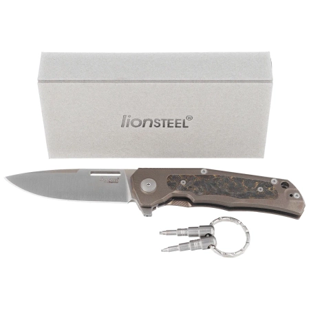 LionSteel Q4ttro Knife Bronze Titanium/Fat Carbon, Satin MagnaCut by Molletta (Q4 BR)