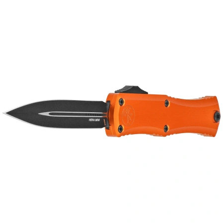 Microtech Hera II Mini D/E OTF Knife Orange Aluminum, Black M390MK by Tony Marfione (1702M-1OR)