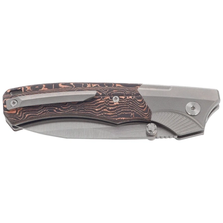 Remette WD107-TB Knife Gray Titanium/Carbon Fiber, Hand Grinding Satin M390 (WD107-TB)