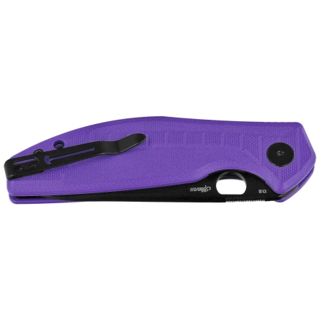 Bestechman Angry Owl Knife Purple G10, Black PVD D2 by Keanu Alfaro (BMK12E-2)