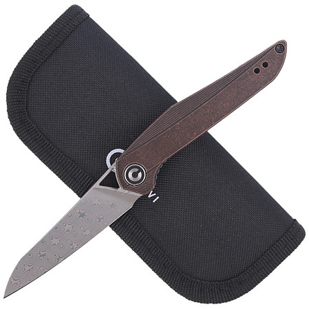 CIVIVI McKenna Black Stonewashed Copper, Damascus by Elijah Isham (C905DS-2)