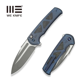 WE Knife Sylox Blue Titanium/Shredded Carbon Fiber, Gray Stonewashed/Satin M390 (WE24027-2)