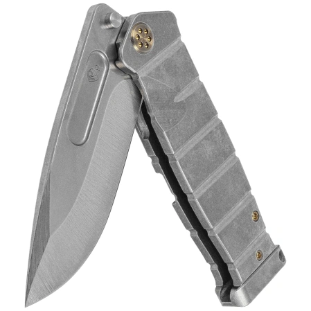 Nóż składany Medford USMC FF Tumbled Titanium, Bronze HW, Std Clip, Tumbled S90V by Greg Medford (MK2049TQ-01TM-T1CS-PT)