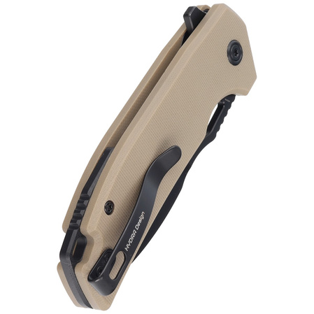 Kubey Knife RDF Tan G10, Blackwash AUS-10 by HYDRA Design (KU316F)