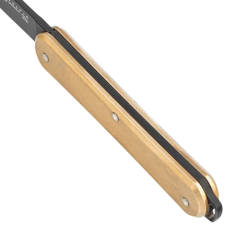 Fox Vulpis Brass, Black Top Shield M390 Pocket Knife (FX-VP130 OTB)