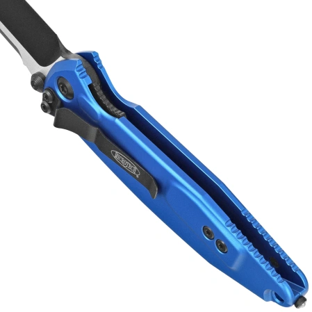 Microtech Socom Elite S/E-M Knife Blue Aluminum, Black M390MK by Tony Marfione (160-1BL)