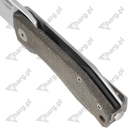 Nóż składany LionSteel Nano Green Canvas Micarta, Satin MagnaCut (NA01 CVG)