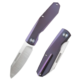 Nóż składany Remette Squirrel Blue Titanium, Manual Fine Grinding Satin M390 (RTDP-C)