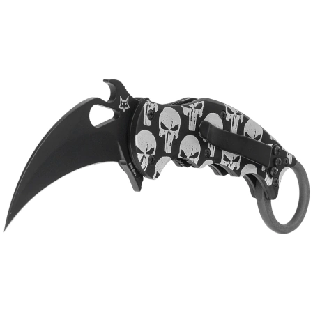 Fox The Skull Karambit Knife Black Aluminum, Black N690Co (FX-599 ALB-5)